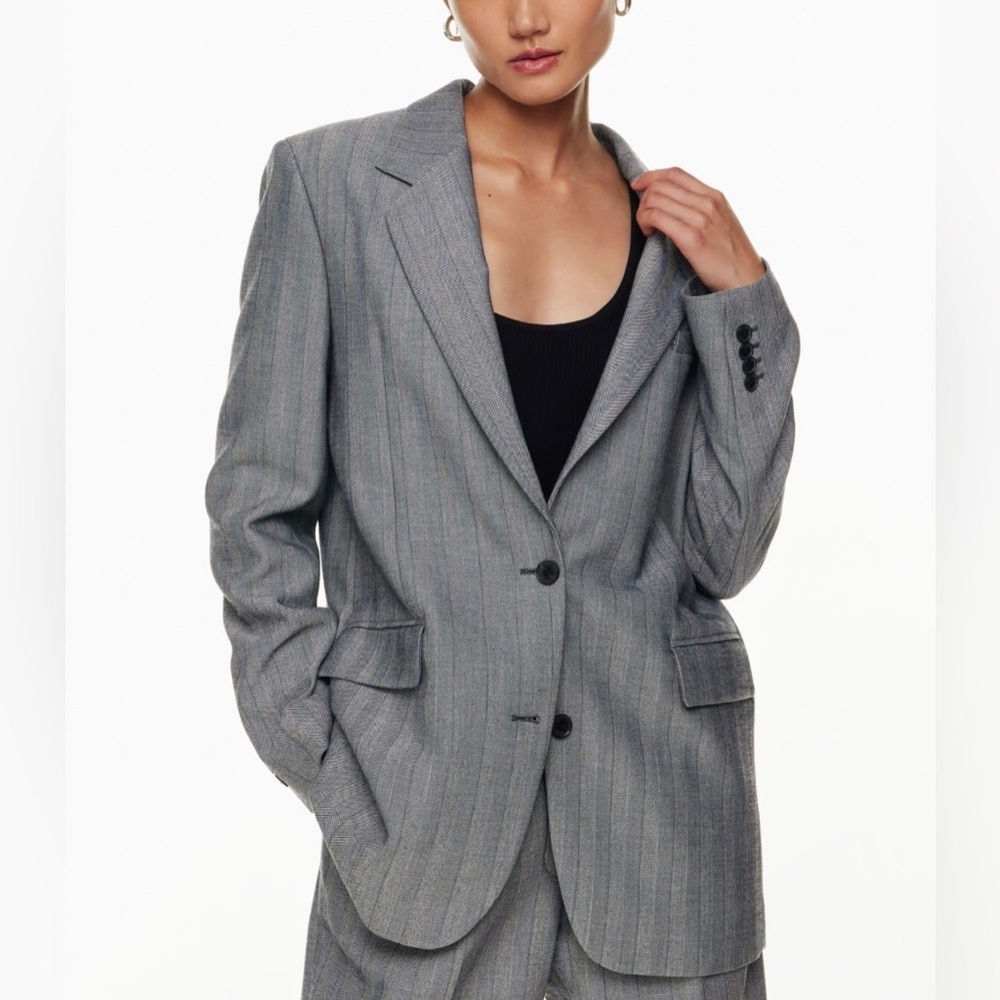 Aritzia Women's Gray Pinstripe Blazer